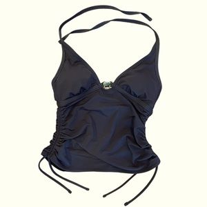 Dark Brown Merona Swimsuit Top Medium Rouched sides Padded Bra Ties at Neck